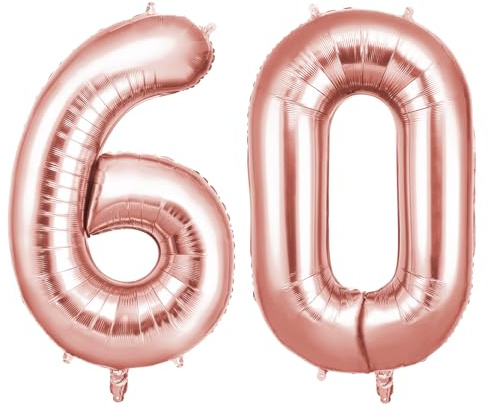 Alaoo Folienballon 60, Roségold Luftballon 60 Geburtstag Zahl, 40 Zoll | Riesenzahl Ballon für Mädchen Junge Geburtstag Party Dekoration Jahrestag Dekorationen