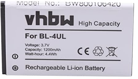 vhbw Battery Replacement for Nokia BL-4UL, BL-4WL for Mobile Phone Smartphone (1200mAh, 3.7 V, Li-ion)