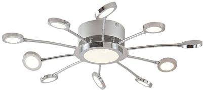 Lindby LED Deckenleuchte Meru dimmbar mit Leselampe (Modern) in Chrom aus Metall (11 flammig,) - Lampe Deckenlampe Wohnzimmerleuchte