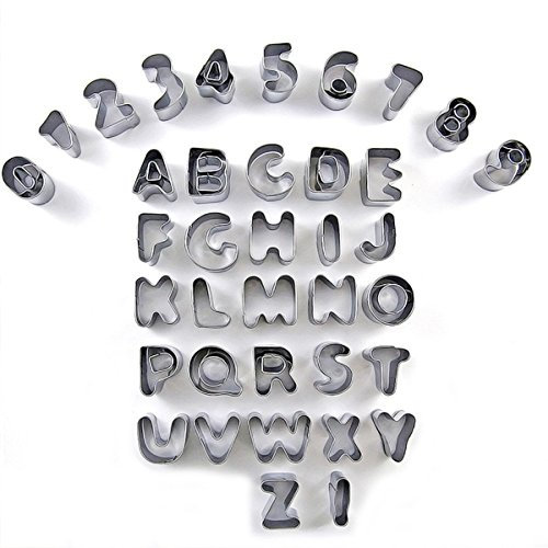 SWETON Ausstechformen, Buchstaben, Zahlen, Alphabet-Ausstechformen zum Dekorieren von Kuchen, mit Aufbewahrungsbox, 37er-Set