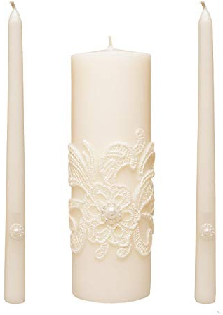 Hosley 11.5-Inch Wedding Unity Candle Set – Cream Pillar & 2 Taper Candles for Ceremony, Special Events, Emergency Kit, Reiki Spa Meditation
