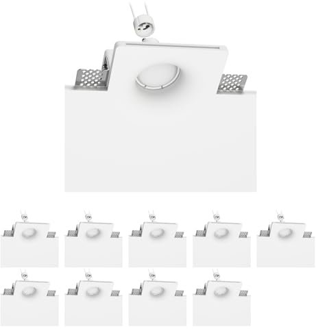 ledscom.de 10 Stück LED Gips Einbaustrahler GIEDI DIY, inkl. GU10 Lampe 630lm warm-weiß