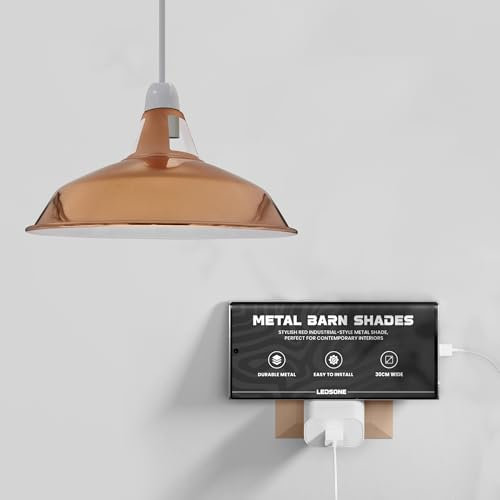 LEDSone Lampe à suspension industrielle moderne vintage, diamètre 30 cm, abat-jour E27, lampe suspendue pour grange, plafonnier pour cuisine, salon, chambre à coucher
