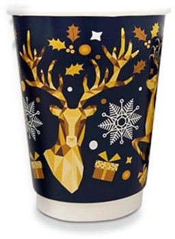 We Can Source It Ltd - Leak-Resistant 12oz Christmas Paper Coffee Cups – Eco Friendly and Disposable Holiday Hot Beverage Cups – Ideal for Parties, Hot Chocolate, Tea, Coffee – 50 Cups