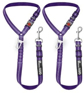 Headrest dog car seat belt 2 Pack Adjustable Durable Headrest Seat belt Pet Dog Car Safety Harness Restraint with Elastic Nylon Bungee Buffer