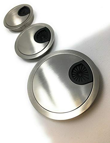 Kabeldurchlass Kabeldose Kabeldurchführung Kabel Kabelführung Auslass 50/55/60/80mm Metall (Edelstahl gebürstet, 60 mm)
