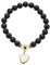 Bello London Bettelarmband mit mattschwarzen Onyxperlen und einem vergoldeten Herz - Rae B12