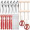 Lot de 26 outils pour fruits de mer comprenant des casse-crabes, des ciseaux à fruits de mer, des coquillages de homard, un marteau de crabe, des fourchettes à crustacés, un ensemble de casse-noisette