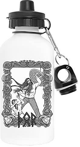 Enigmae Thor Gott von Schutz Weiß Wasserflasche Aluminium Sports Reise Draussen White Water Bottle Travel Outdoor