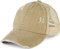 styleBREAKER Damen Baseball Cap im Washed Used Look mit Mesh Einsatz | Ponytail Cap für hohen Zopf | Verstellbare 6-Panel Schildkappe für Sommer und Freizeit, Farbe:Beige