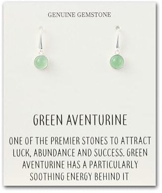 Philip Jones Green Aventurine Drop Earrings with Quote Card