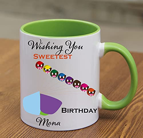 Taza de cerámica personalizada con temática de caramelos, diseño de pantera rosa, regalo de fiesta, regalo de cumpleaños (pantera rosa)