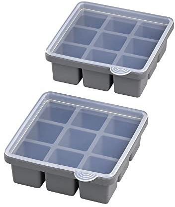APS Eiswürfelform inklusive transparentem Deckel, für 9 Eiswürfel, Eiswürfelgröße 4 x 4 x 4 cm, Silikon