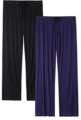 Vislivin Casual Womens Pants Soft Lounge Pants Sleep Pajama Bottoms with Pocket Black/Dark Blue-1 XL