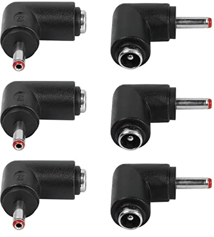 MEIRIYFA Gleichstrom-Stecker-Adapter, 90-Grad-Winkel, 3,5 mm x 1,35 mm Stecker auf 5,5 mm x 2,1 mm Buchse, Kupplung, Konverter für Laptop, CCTV-Kamera, Streifenbeleuchtung, 6 Stück