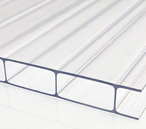Polycarbonat | Hohlkammerplatte | PC Stegplatte | 16mm Stärke | 980mm & 1200mm | klar/farblos | opal/weiß | bronze | X-Struktur | 3-Fach | 2-Fach Struktur (980 x 2500 mm, 2-Fach - farblos/klar)