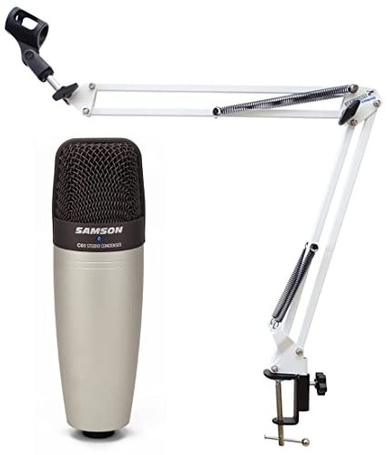 Samson C-01 Studio Kondensator-Mikrofon + keepdrum NB35 Gelenkarm Weiss