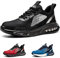 tqgold Arbeitsschuhe Herren Damen Sicherheitsschuhe Leicht Atmungsaktiv rutschfest Luftkissen Sneaker Sportlich Schutzschuhe mit Stahlkappen Schuhe(Schwarz,46EU)