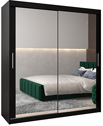 ABIKSMEBLE Armoire Tokyo 3 Avec Porte Coulissante Miroir - Dressing Adulte - Penderie Vêtement - Garde Robe - Placard 2 Portes - Closet