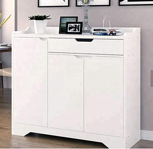 FEFE®White Shoe Storage Cabinet Unit Cupboard Hallway Furniture Living Room Shoe Rack(White)(35D x 90W x 80H centimetres)