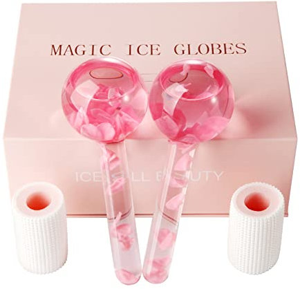 Eiskugeln für Gesichtsbehandlungen, straffen die Haut und reduzieren Schwellungen, kalte oder heiße Hautmassagegeräte, Eiskugeln für Gesicht verbessern die Durchblutung und dunkle Ringe (Rosa)