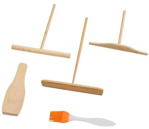 Rateau Crepe,Crepe Bois,Épandeur de Crêpes,5PCS Ustensiles à Pâtisserie Bâton de Crêpe Étale la Pâte à Crêpe Étaleur Crepe Repartiteur Crepe Spatule Crepe Ustensiles en Bois