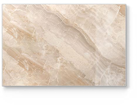 DEQORI Schneidebrett aus Glas | groß 30x20 cm | Motiv Helle Marmorfläche | Design Schneideplatte für Küche | Frühstücksbrett antibakteriell & rutschfest | Glasplatte & Servierplatte