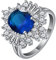 Whoiy Ring Damen 57, Trauringe Silber Blau Eheringe 4 Krappen Blauer Ovaler Zirkonia Verlobungsring für Frauen