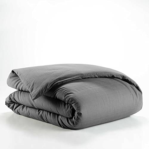 douceur d'intérieur, Housse de Couette (140 x 200 cm) Lina Anthracite, 100% Coton