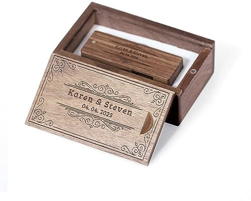 Clé USB Personnalisée Cadeau personnalisé gravé en Bois Massif USB Flash Drive pour Mariage, Remise des diplômes, Anniversaire Cadeau Style 01