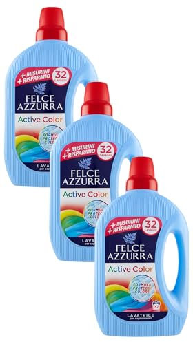 Felce Azzurra - Detersivo Liquido Active Color, Per Capi Bianchi e Colorati - 32 Lavaggi - 1595 ml (Confezione da 3)