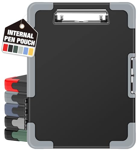 Sooez Toughest Clipboard with Storage, Internal Pen Pouch Included, Letter/ A4 Size, Shockproof Heavy Duty Plastic Clip Boards 8.5x11”, High Capacity Clipboards Box Case for Contractor Trucker Driver