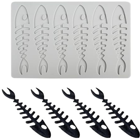 Zfseyuh Tapete Silicona Encaje Espina de Pescado Moldes de Fondant de Encaje de Silicona para Decoración de Pasteles,Adornos para Tartas,Platos Llanos(6 Agujeros Huesos de Pescado)