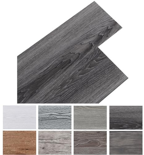 INMOZATA 5,02 m²/36 dalle pvc adhesive sol- Revêtement de sol-Carrelage Adhesif Sol - Stratifié en PVC- Imperméable - Épaisseur : 2 mm - Antidérapant - Étanche - Découpable (Grain de bois gris foncé)