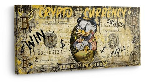 Art100 Leinwandbild - Crypto Uncle 120x60cm Hochwertiger Kunstdruck | modernes Wandbild Dagobert Duck | coole Wandbilder Wohnzimmer | Art Bilder aus Leinwand | Wanddekoration