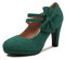 elerhythm Mary Jane - Scarpe da donna con tacco con fiocco, stile retrò, chiuse, punta rotonda, in pelle scamosciata, chic, vintage, stile Gatsby, Verde, 40 EU