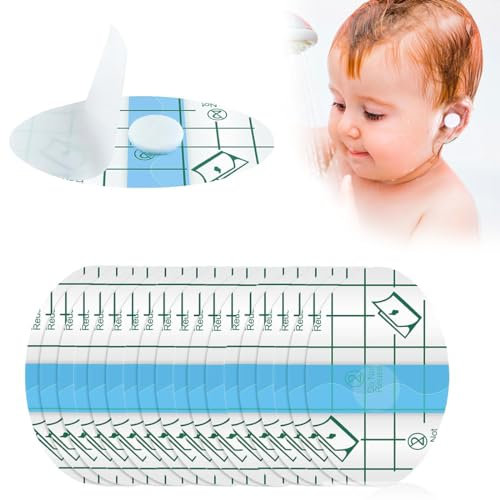 WKRTDY 30 pcs Patchs d'oreille imperméables avec âme en Coton, Autocollants Étanches pour Oreilles de Bébé - Protection Piscine, Douche & Surf - Transparents & Ultra-Fins - Protège-Oreilles Parfaits