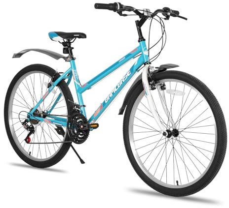Hiland 24 Zoll Mountainbike, 21-Gang Doppel V-Bremsen MTB, Grün Mountainbike für Jugendliche Erwachsene Männer Frauen