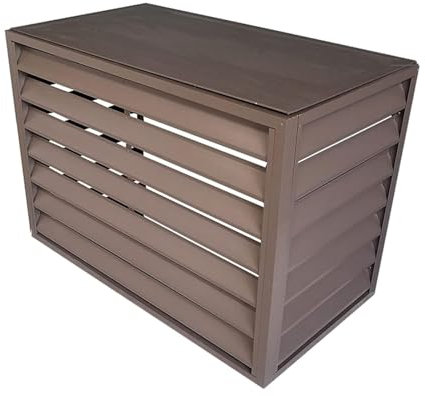 Mamparas de privacidad decorativas de aluminio, rejillas protectoras de aire acondicionado y bomba de calor, cubiertas resistentes a la intemperie, tapas contenedores independientes,Brown-B100*50*70cm