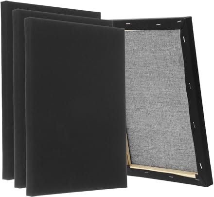 PATIKIL Black Stretched Canvas, 6 Pcs 11 x 14 Large Canvas for Painting Primed Cotton Blank Canvas for Acrylics Oil Watercolor Paints