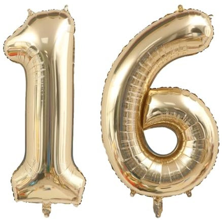 40 Zoll Gold Luftballon Zahlen 16 Champagner Gold Ballon 16. Geburtstag Deko Hellgold Folienballon Zahl 16 Riesenzahl Ballon 16 Party Hochzeit Kindergeburtstag Geburtstag Nummer 16