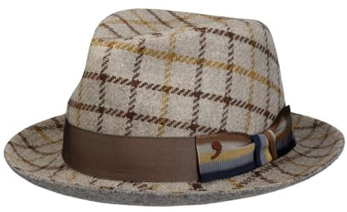 Alfonso D’Este Michael Player Wollhut Wollfilzhut Stoffhut Porkpie Pork-Pie-Hut Damen/Herren - Made in Italy mit Futter, Ripsband Frühling-Sommer Herbst-Winter Frühjahr Sommer Herbst Winter - L