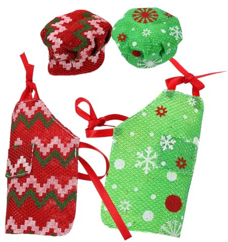 BESTonZON 2 Sätze Dekorative Hüte Puppenkleidung Selber Machen Dekorative Puppenschürze Verkleiden Miniatur-puppenhaus-Dekoration Schürze Für Puppen Mini-Puppen-Outfit Stoff