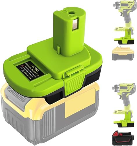 DM18RL Battery Adapter for Ryobi 18V Power Tools Adaptor Convert for Dewalt & for Milwaukee M18 Convert for Ryobi 18V Power Tools-Green