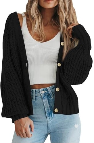 Ansenesna Strickjacken Für Damen Mit Knöpfen Winter Dicke Strickjacke Damen Grobstrick Warme Grobstrickjacke Frauen Strick Cardigan Elegant Gestrickt Strickmantel Trachten Damenstrickjacke