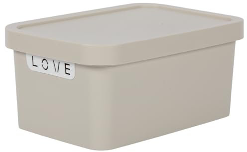 Jolie Max Plastic Storage Box with Lid, Stackable & Space-Saving 7.5L, Solid Matte Colour, Decorative Design, Durable Organizer for Home, Office, Bedroom, Kitchen – 31.5 x 21.5 x 14.5 cm (BEIGE)