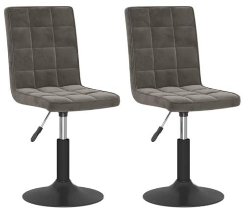 vidaXL 2X Esszimmerstuhl Drehbar Höhenverstellbar Küchenstuhl Drehstuhl Essstuhl Polsterstuhl Lehnstuhl Wohnzimmerstuhl Stuhl Stühle Dunkelgrau Samt