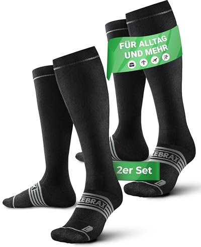 ZEBRAX® Kompressionsstrümpfe Damen & Herren [Gr. 35-47] zur Förderung der Performance I Gepolsterte Stützstrümpfe für schmerzfreies Joggen uvm. I Atmungsaktive Kompressionsstrümpfe Herren