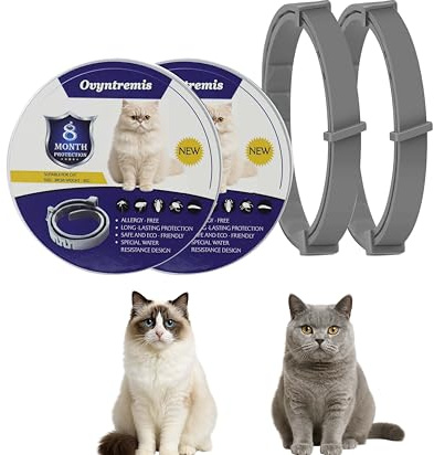 2er Set Katzenhalsbänder, Wasserdicht und Verstellbar, 39cm lang, Mit Natürlichen Ätherischen Ölen, Bietet Komfort und Schutz, Geeignet für Katzen ab 7 Wochen