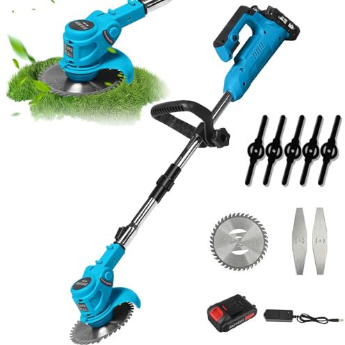 800W Debroussailleuse Electrique Sans Fil, Coupe Bordure Sans Fil avec Batterie, Diamètre de coupe 15 cm, Longueur réglable 90-120 cm,Debroussailleuse Batterie pour Jardin, Pelouse, Ferme (1*batterie)